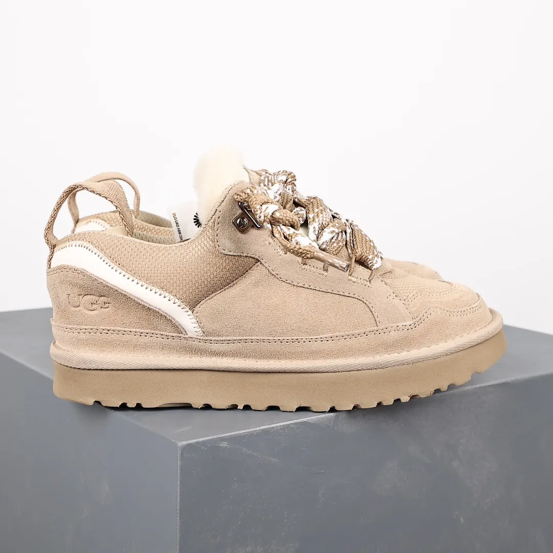 Pick up locally 💰680 Core recommended good price UGG versatile items 2023 new Highland series Polyester fiber mesh lining 10mm plush lining Insole Recycled ballistic canvas mesh Suede leather upper two-color flat shoelaces EVA outsole Lowmel Mel casual shoes Size: 35 36 37 38 39 40 41 42 43 44 45